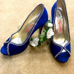 Women Pumps Peep Toe Rhinestones Platform High Heel